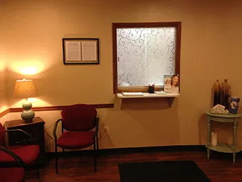 Waiting room at the Tarentum office