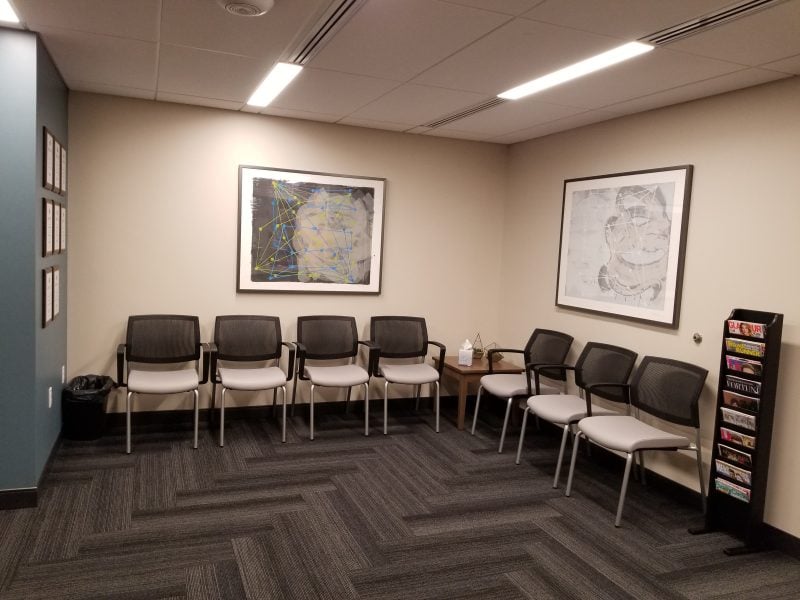 Waiting room at the South Hills office
